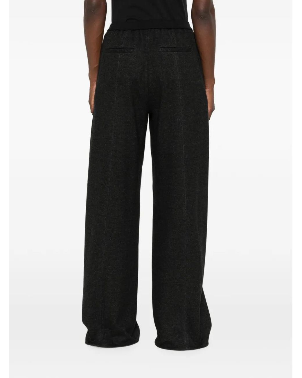 Peserico Black Pressed-Crease Wide-Leg Trousers
