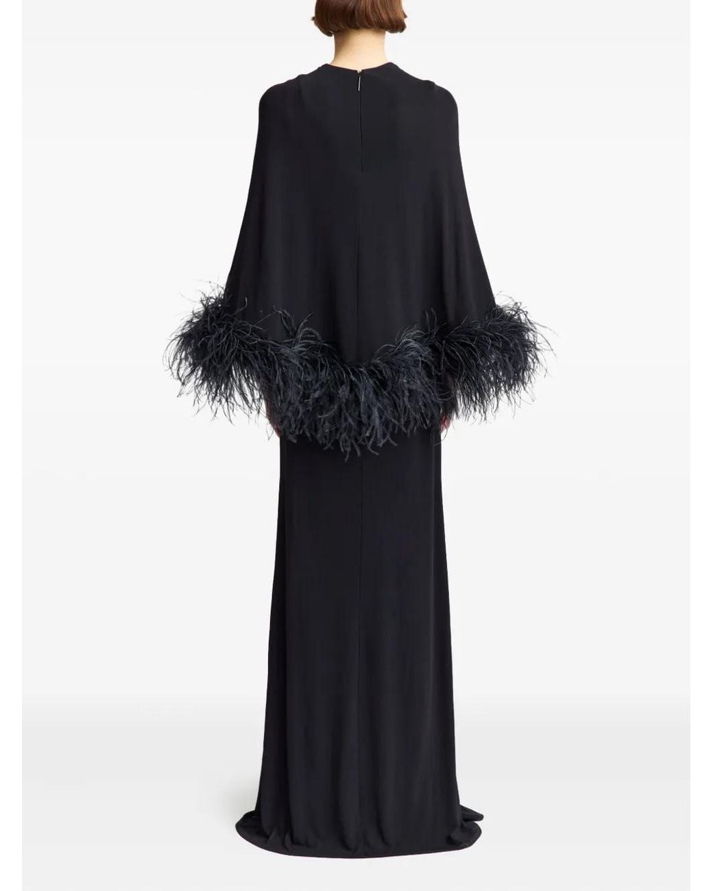 16Arlington Black Adelar Feather-Trim Gown
