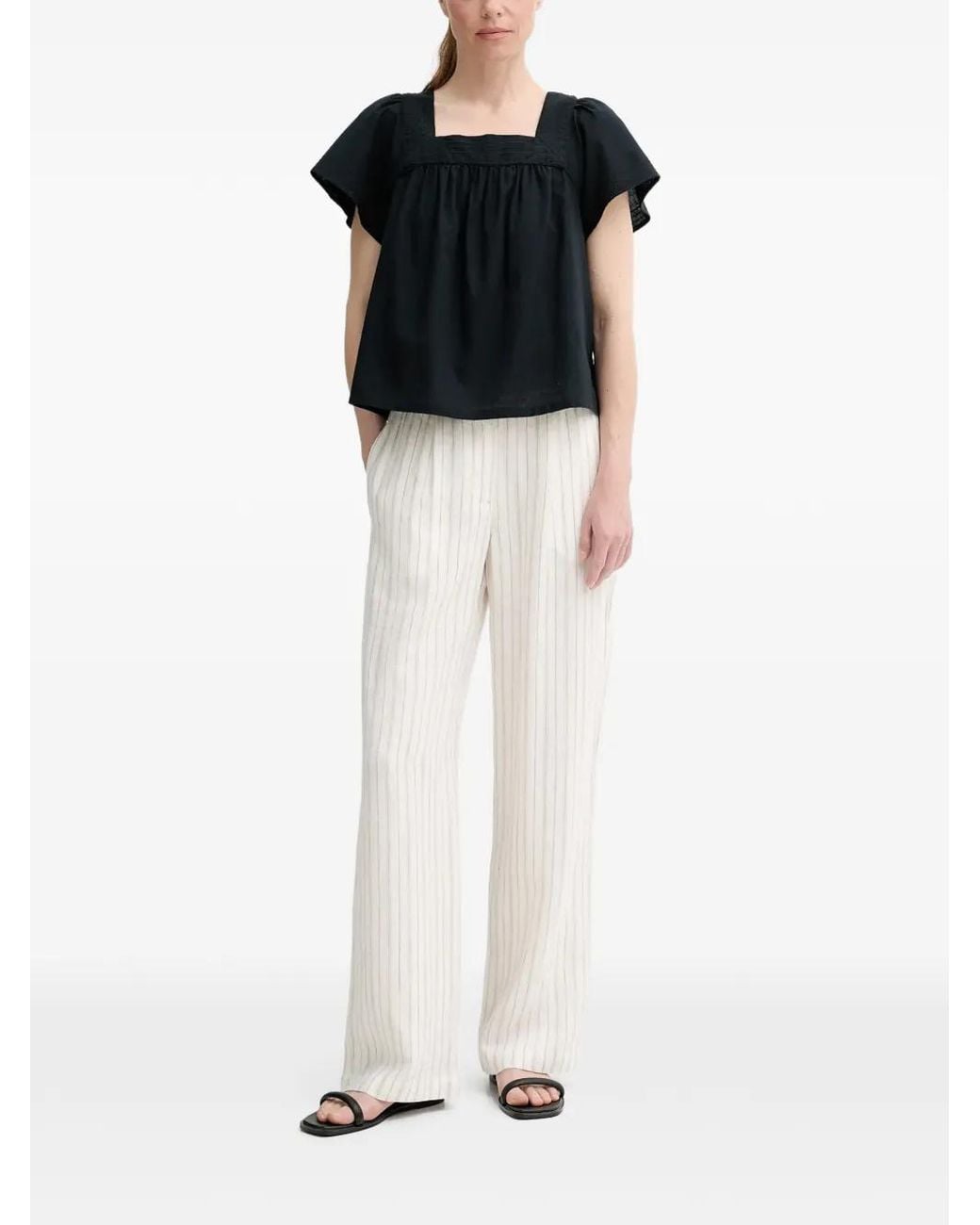 Levi's Black Embroidered Square-Neck Blouse