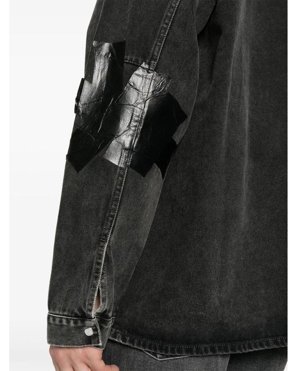 Martine Rose Black Tape-Embellished Denim Jacket for men