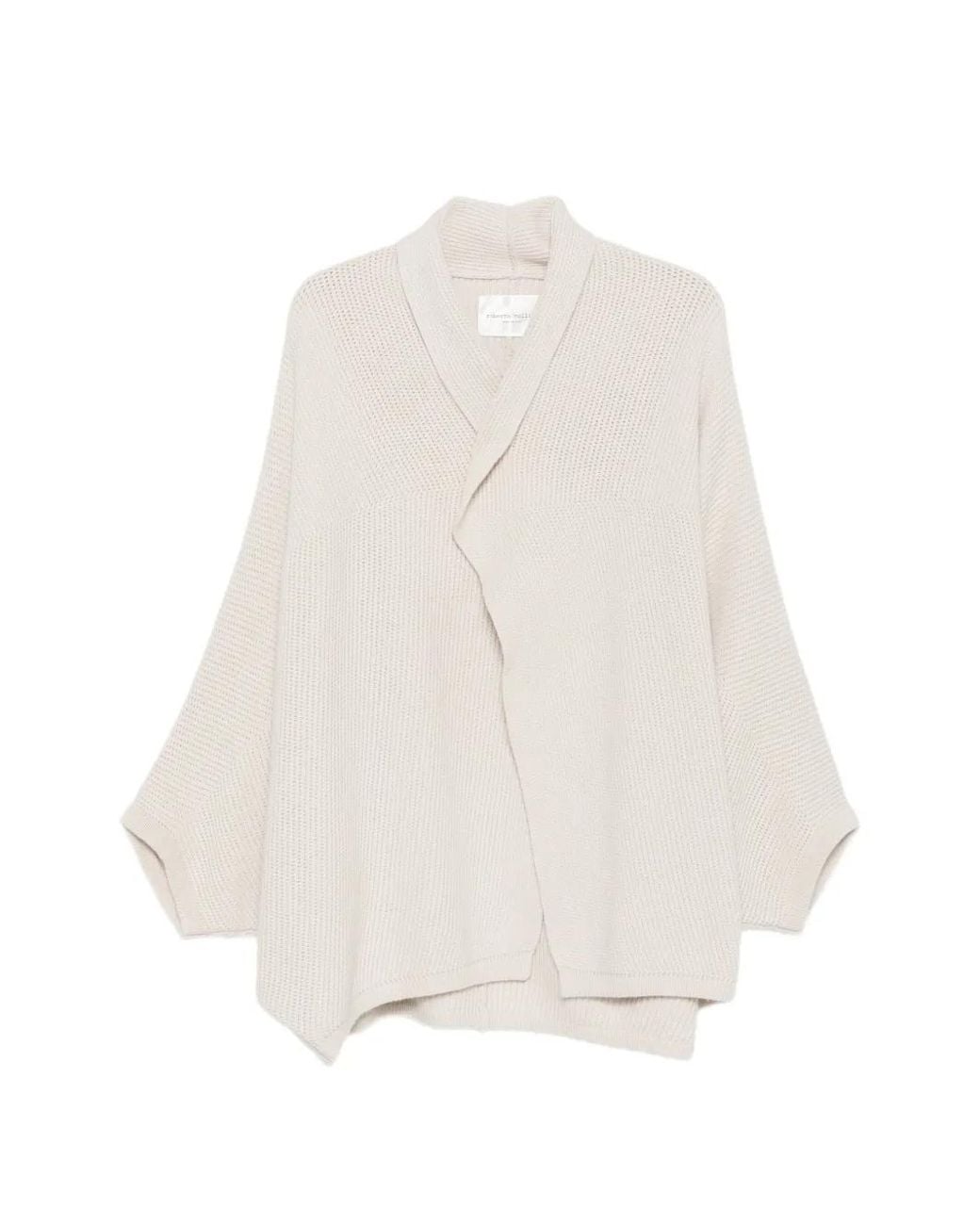 Roberto Collina White Cardigan Côtelé À Col Châle