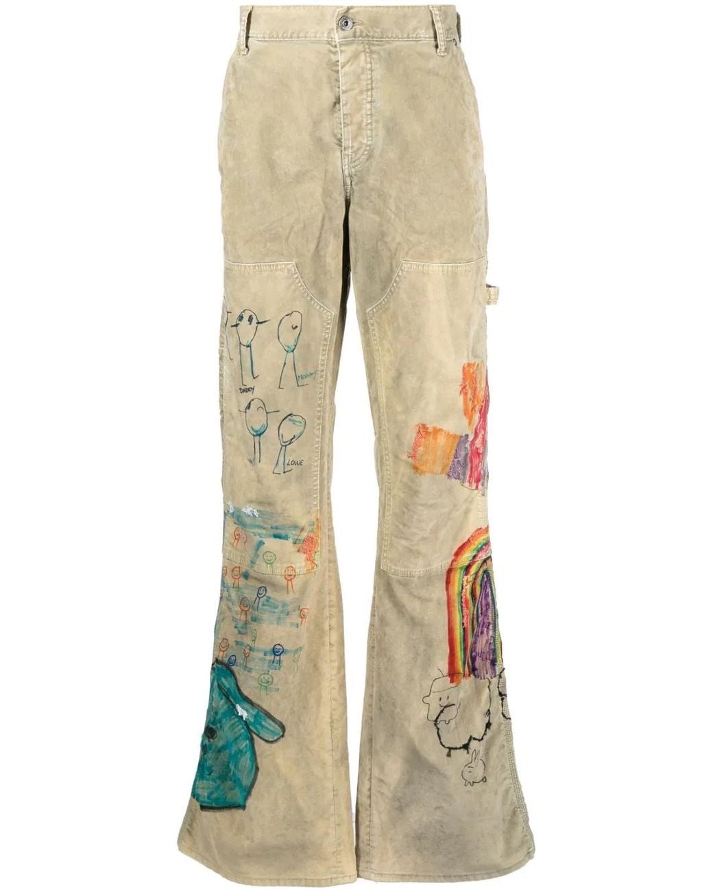 Off-White c/o Virgil Abloh Natural Cartoon Flared Carpenter Pants for men