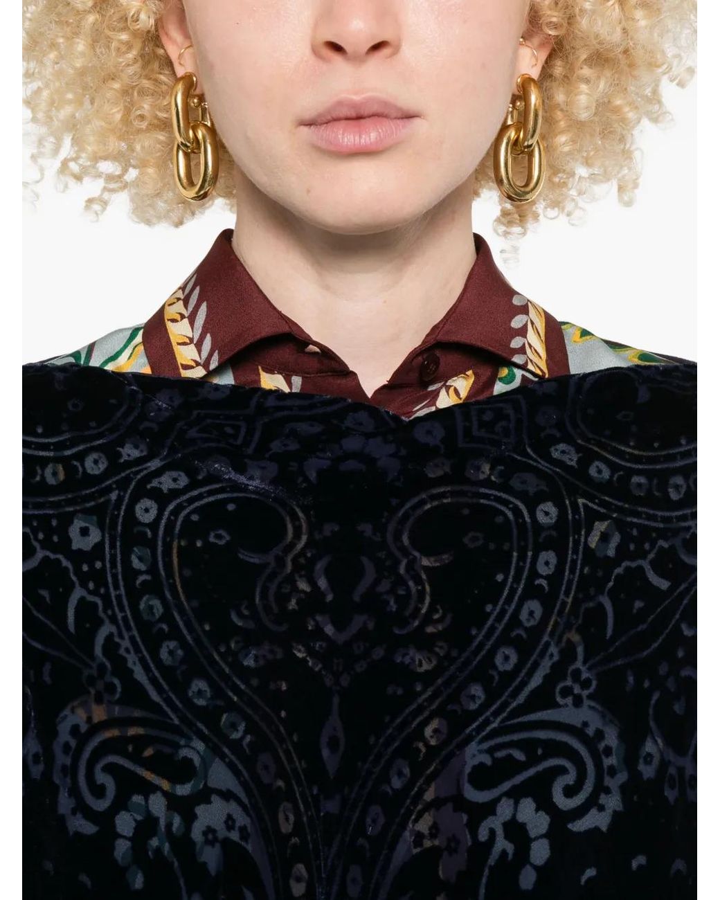 Etro Black Paisley Print Poncho