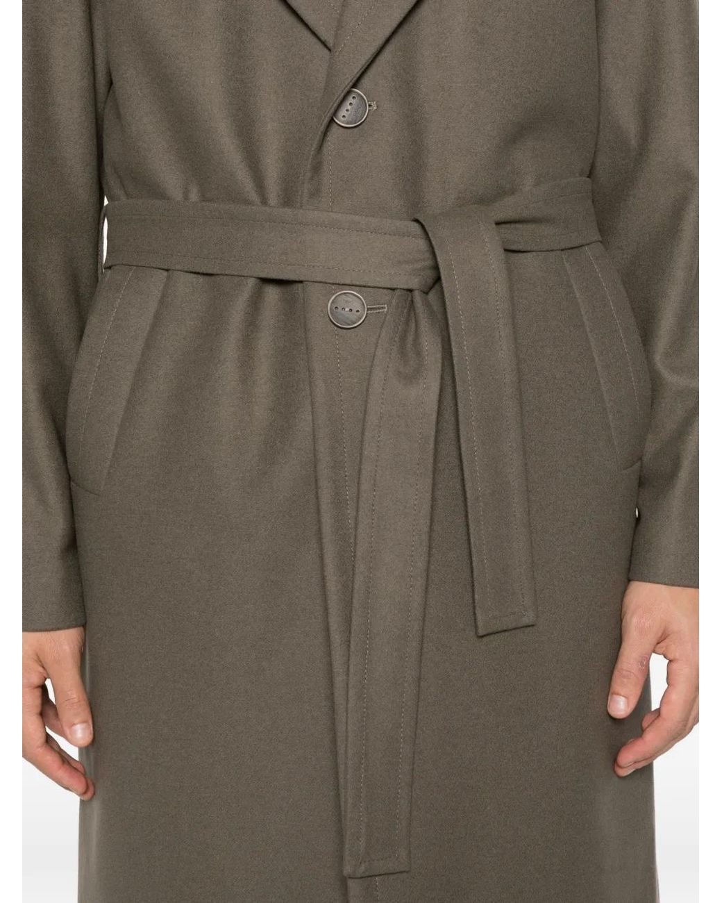 Hevò Gray Ostuni Belted Coat for men