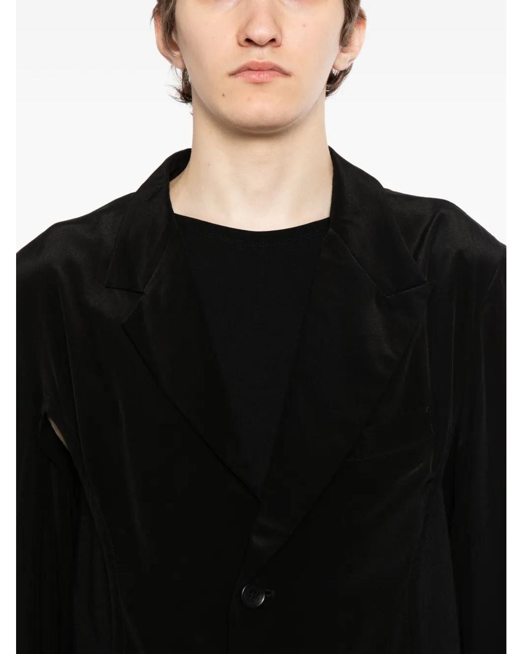 Yohji Yamamoto Black Asymmetric Hem Jacket for men