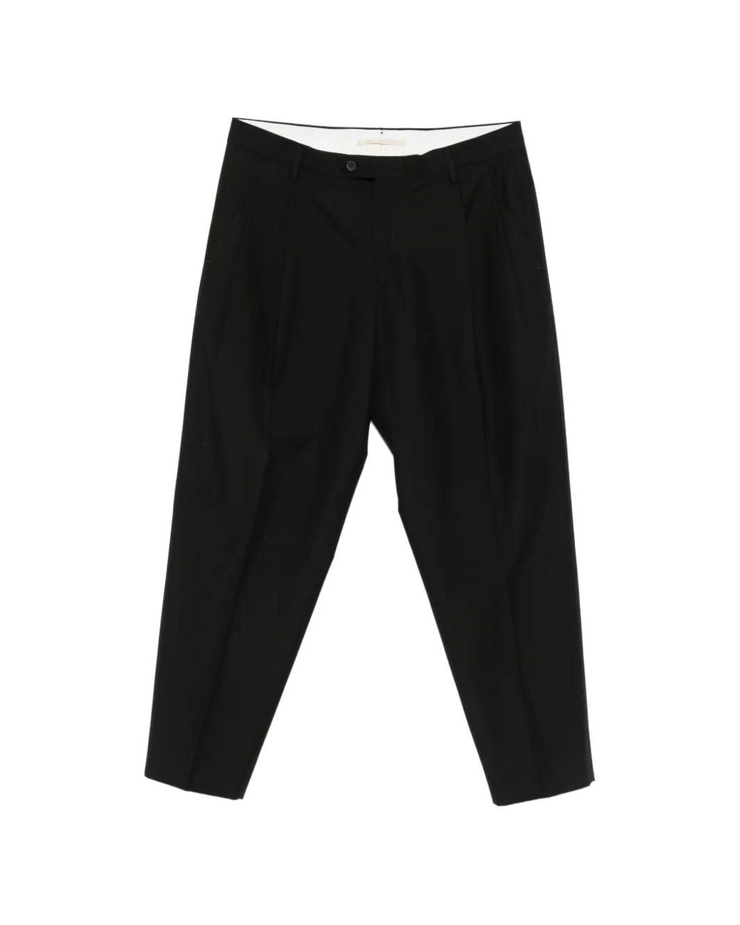 Briglia 1949 Black Pleated Pressed-Crease Trousers for men