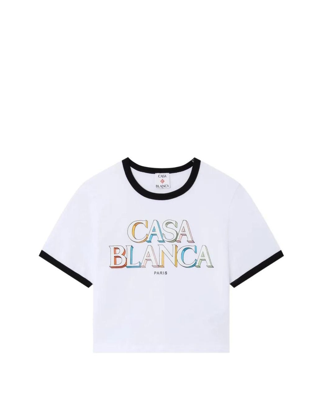 Casablanca White Cropped T-Shirt With Logo