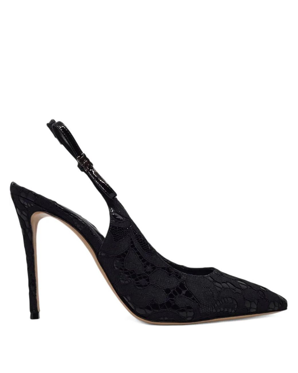 Casadei Black Lace Slingback Pumps