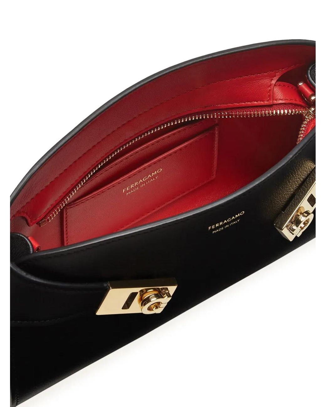 Ferragamo Black Wraparound Mini Leather Crossbody Handbag