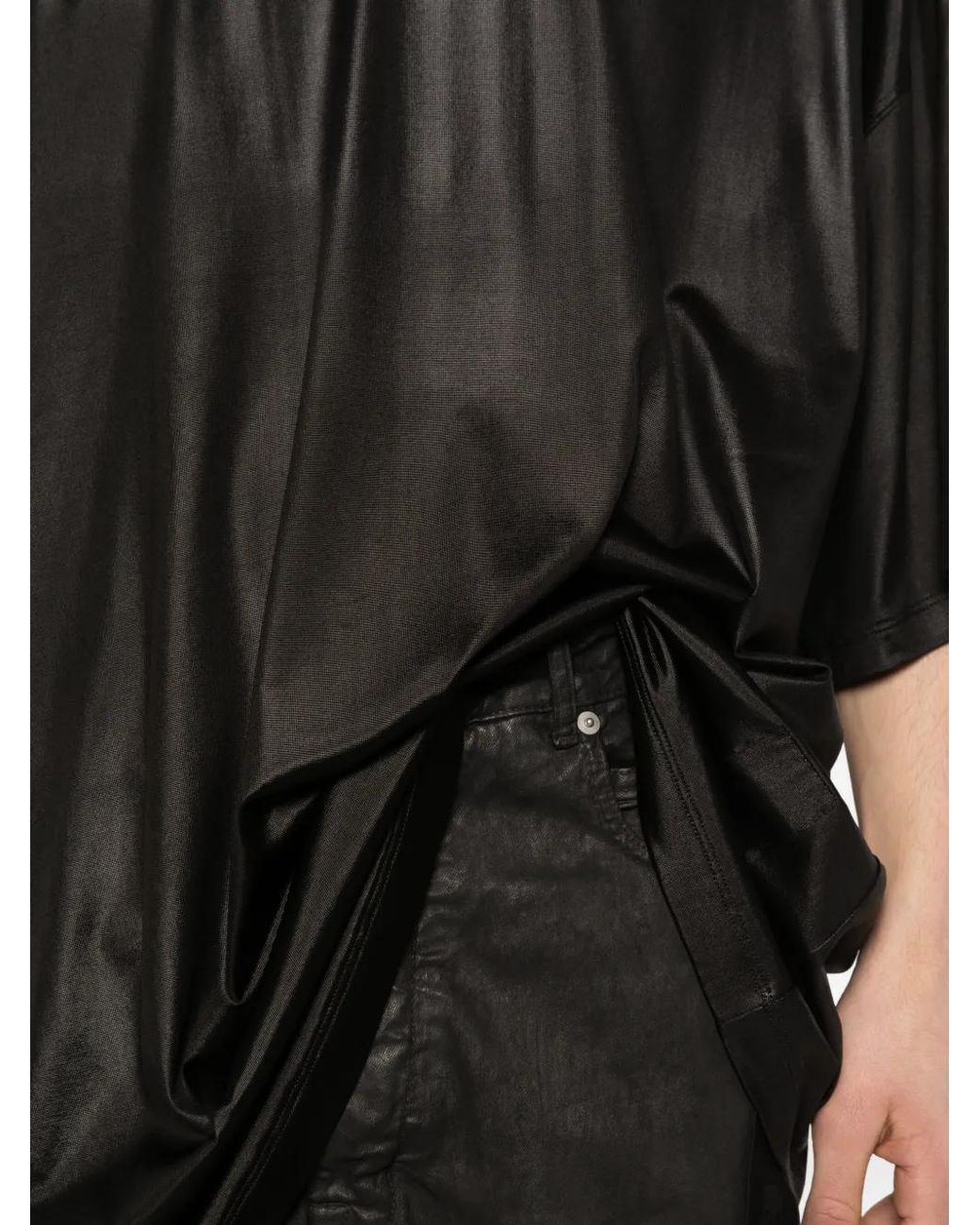 Rick Owens Black Tommy T Tie-Detail T-Shirt for men