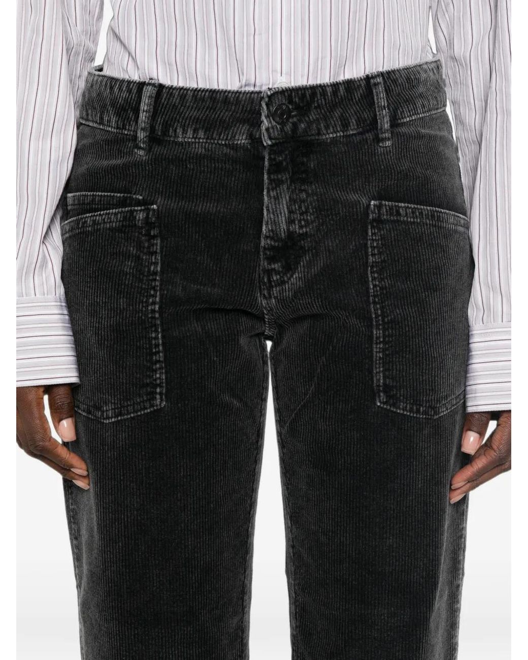 Five Jeans Black Wlya Corduroy Patch-Pocket Trousers