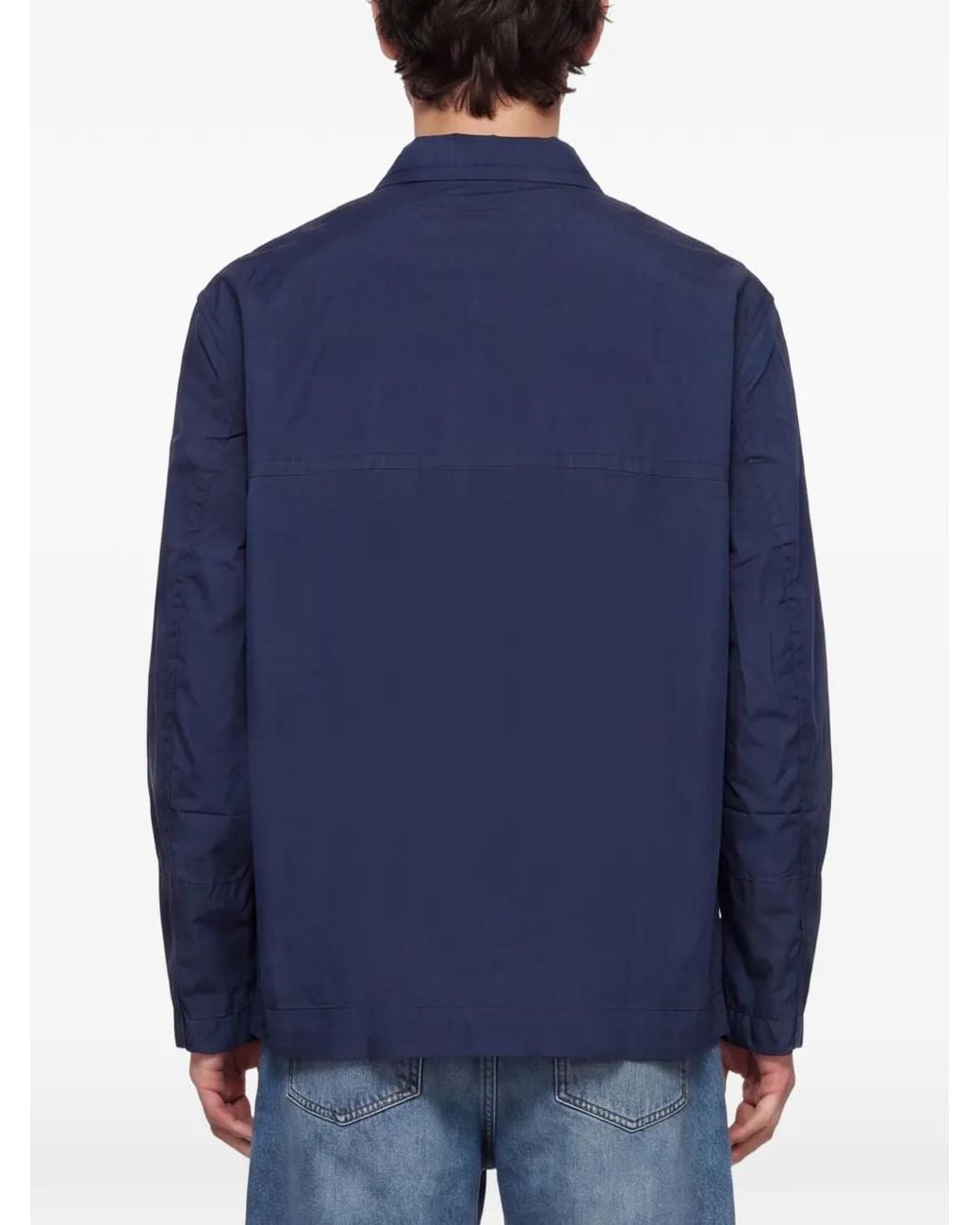 YMC Blue Chest-Pocket Button-Up Shirt for men
