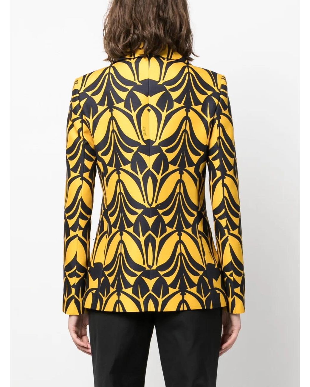 LaDoubleJ Yellow 24/7 Papyrus-Print Cady Blazer