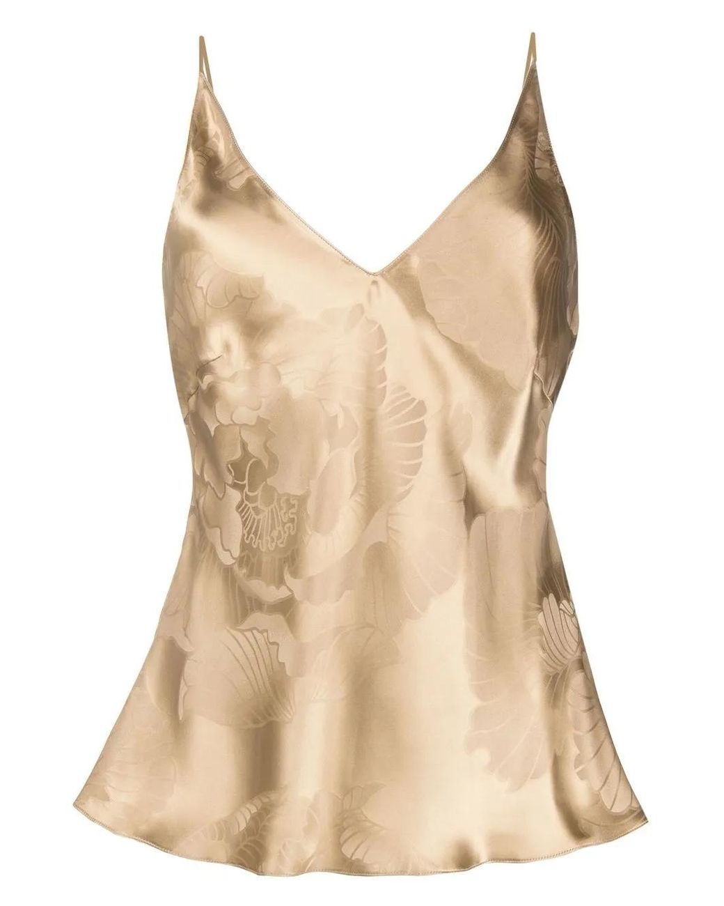 Carine Gilson Natural Floral-Jacquard Silk Top
