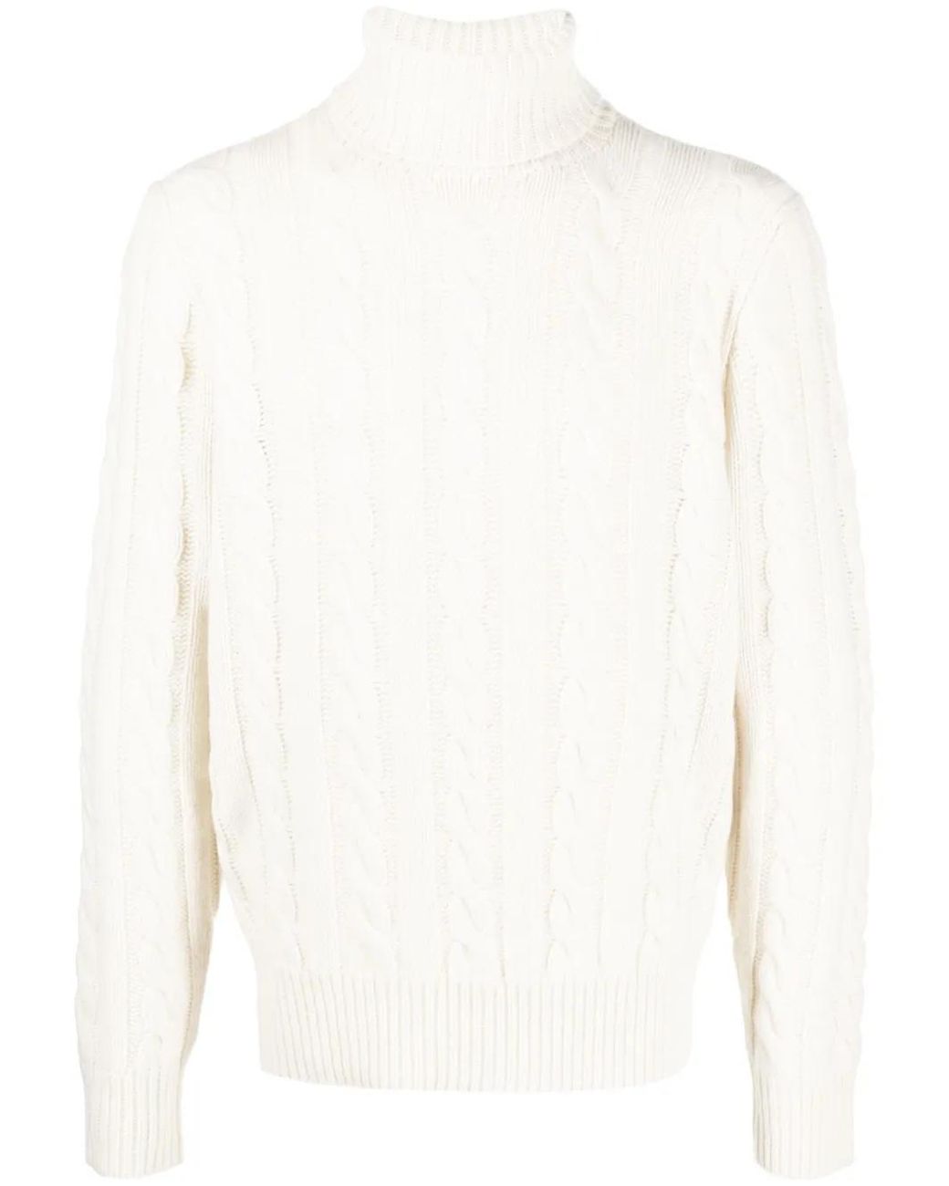 Polo Ralph Lauren White Roll-Neck Cable-Knit Jumper for men