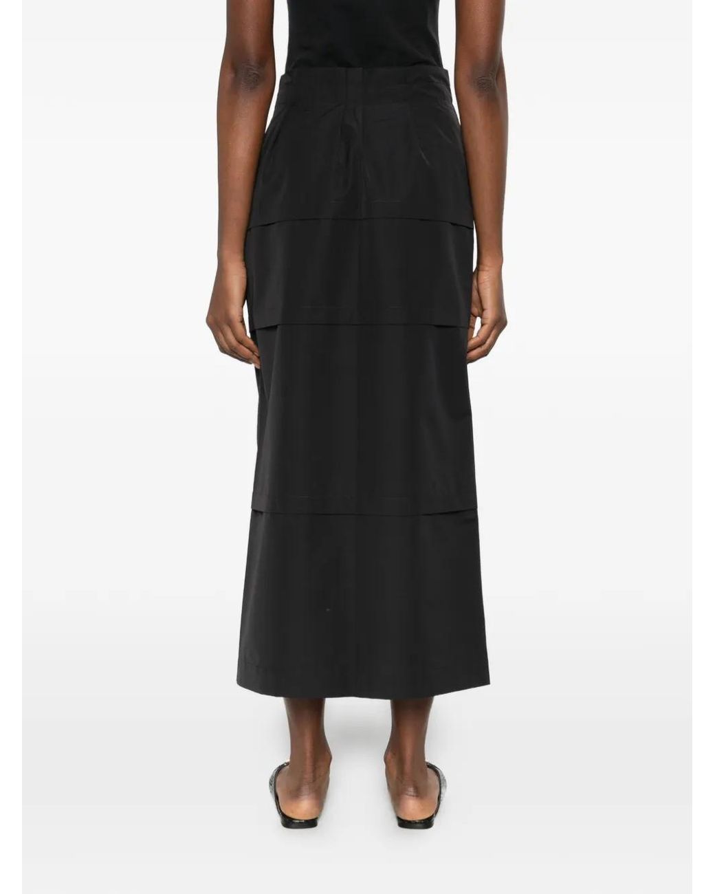 Litkovskaya Black Tiered Midi Skirt