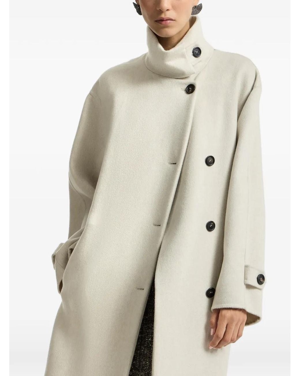 Brunello Cucinelli White Hand-Crafted Coat