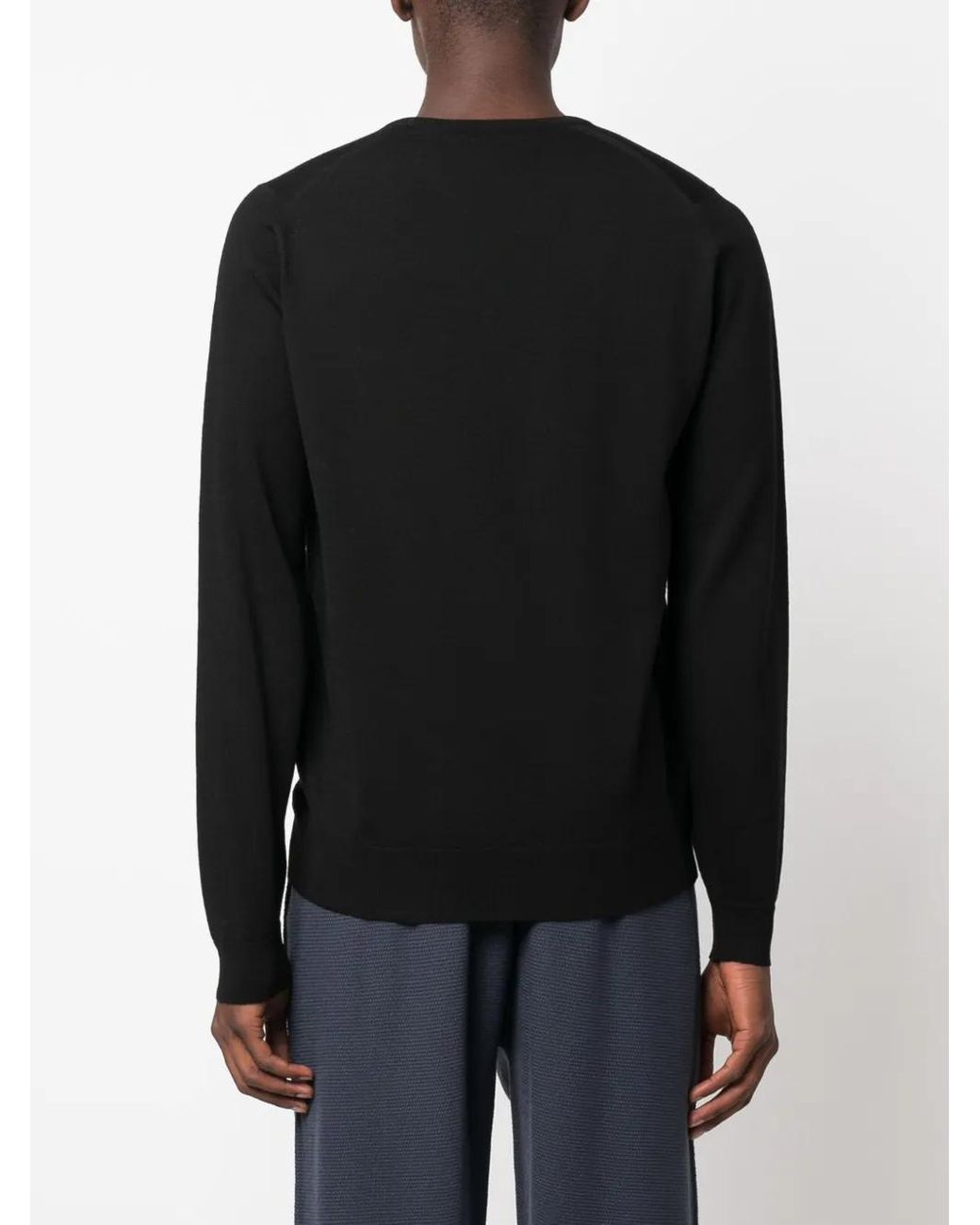 John Smedley Black Farhill Virgin Wool Jumper for men