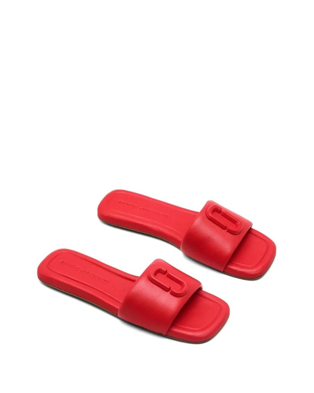 Marc Jacobs Leather Slip-On Sandals in Red | Lyst