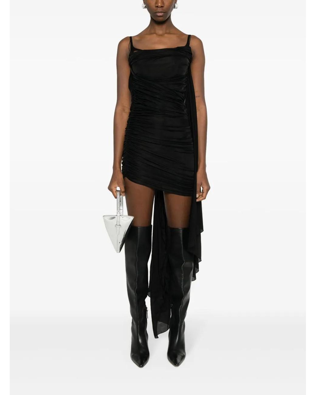 Mugler Black Open-back Draped Minidress