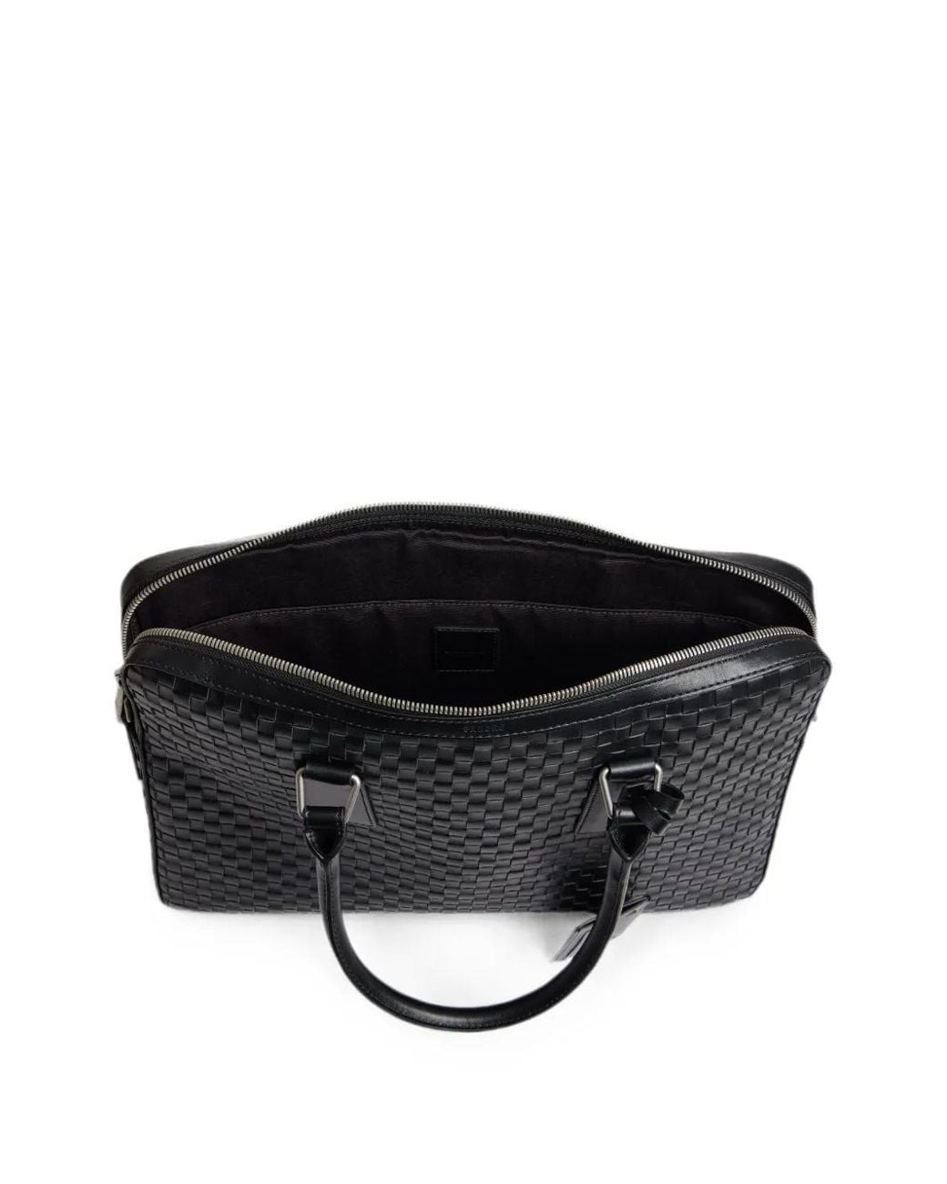 Sandro Black Woven Leather Briefcase for men