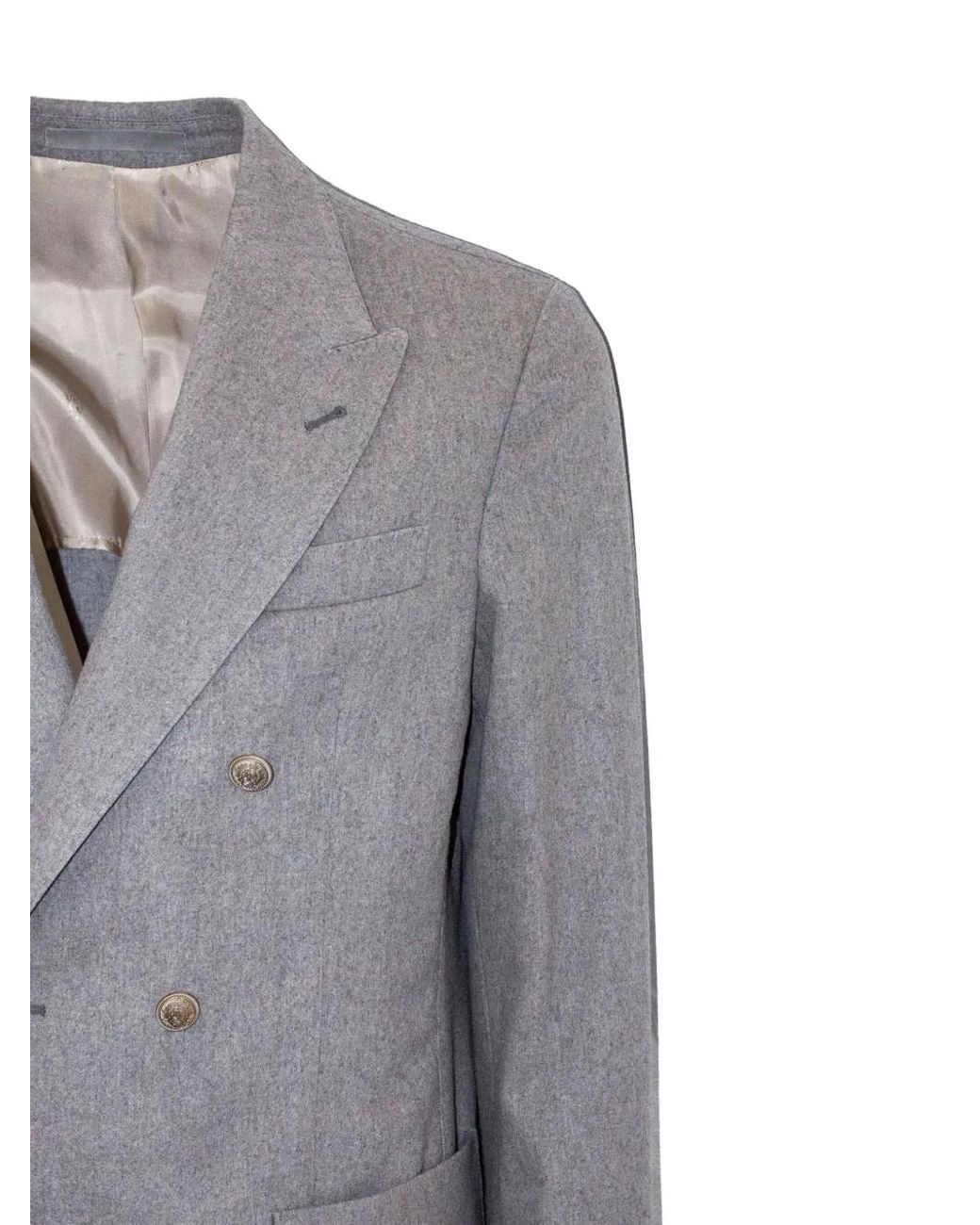Eleventy Gray Peak-Lapel Double-Breasted Jacket for men