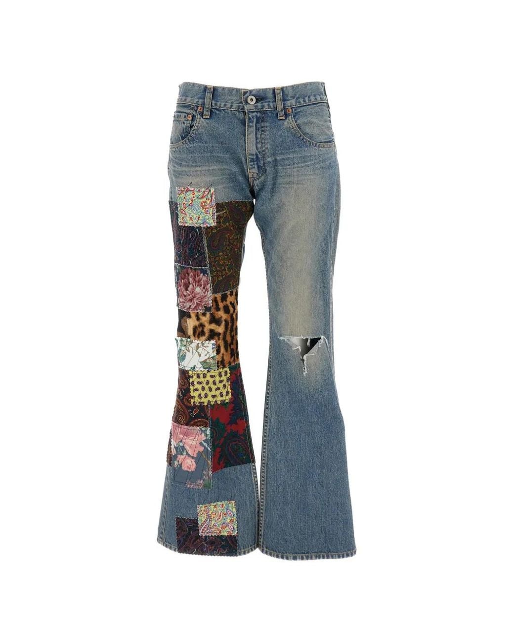 Junya Watanabe Blue Patchwork Distressed Jeans