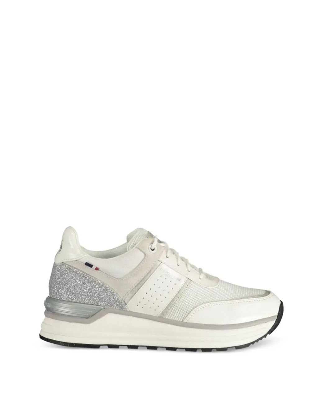 U.S. POLO ASSN. White Glitter-Effect Mesh-Panel Sneakers
