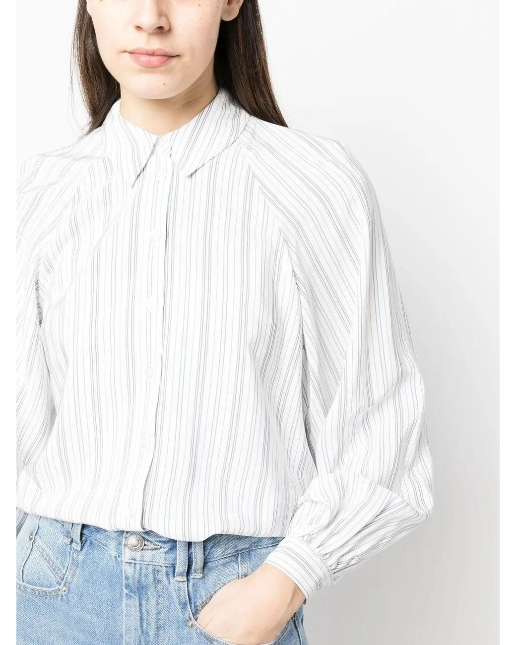 Tommy Hilfiger White Viscose Stripe Raglan Shirt