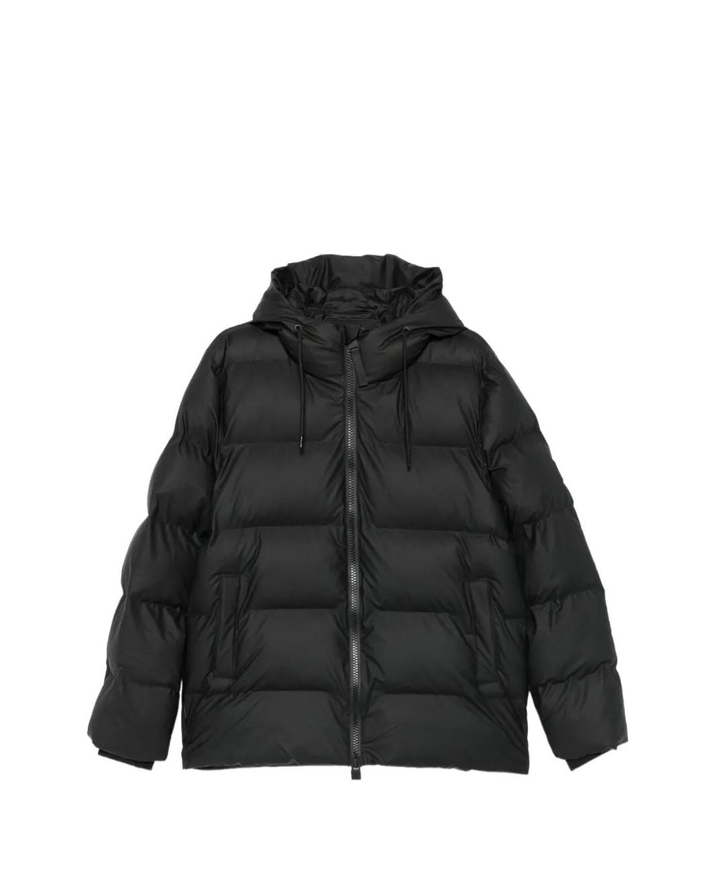 Rains Black Alta Hooded Quilted Jacket