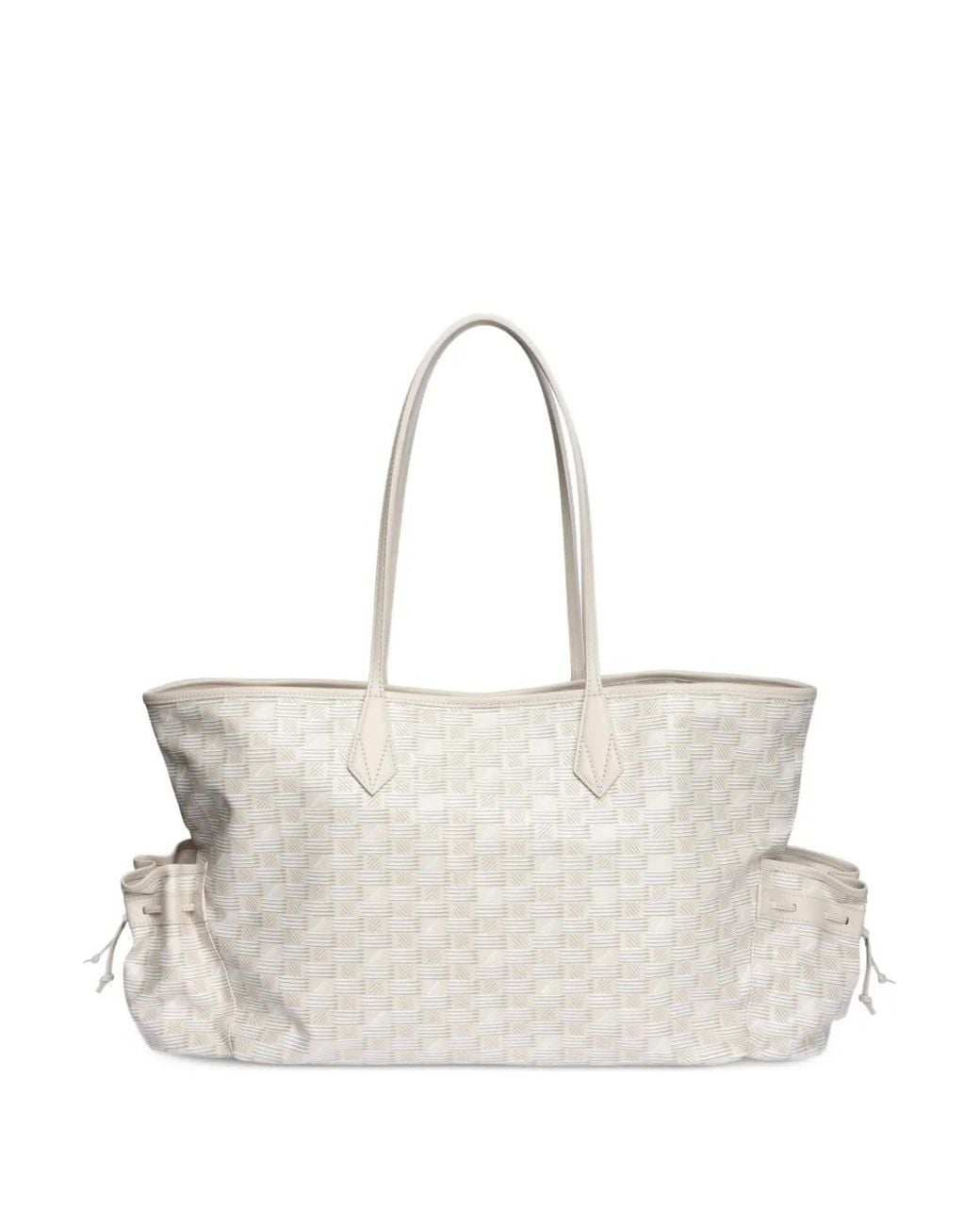 Moreau Natural Geometric-Print Drawstring-Pocket Tote Bag
