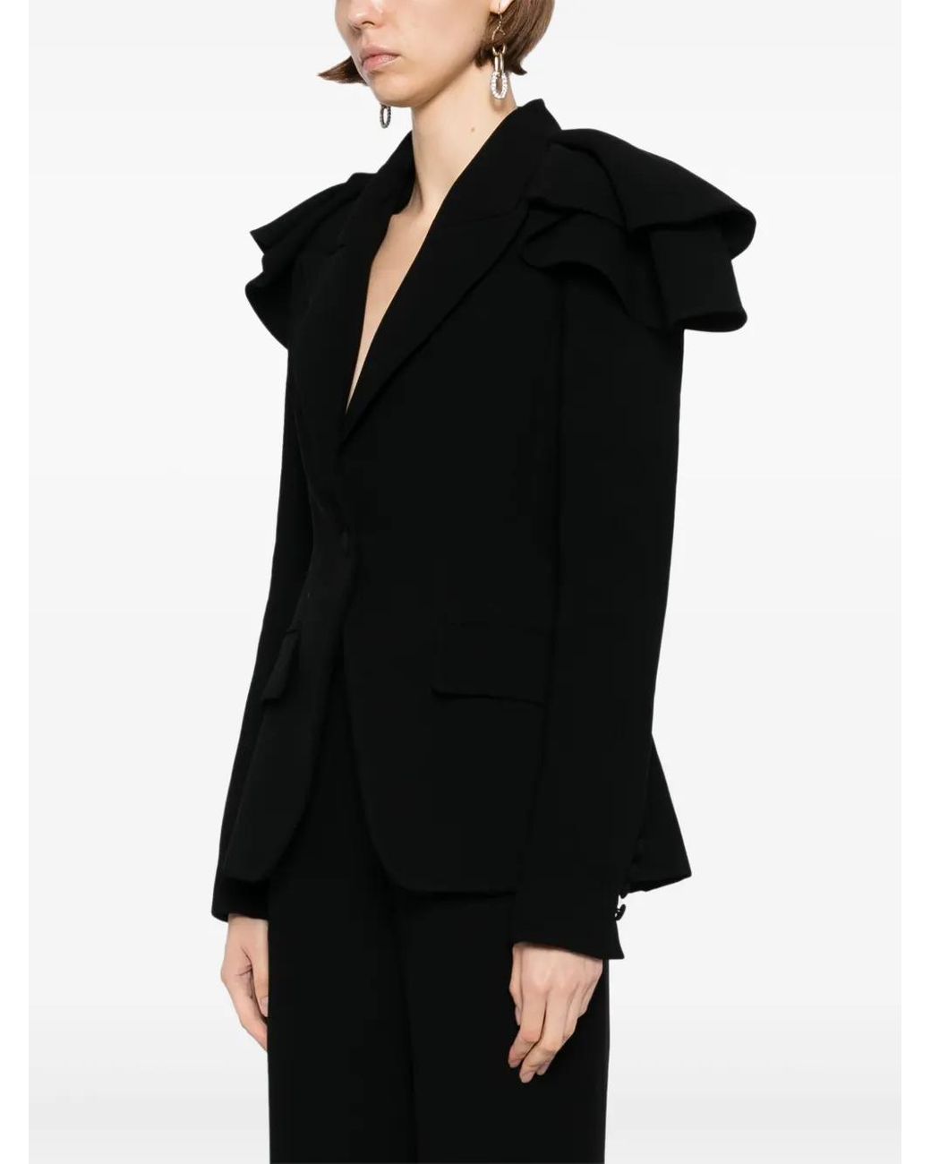 Saiid Kobeisy Black Ruffled Blazer