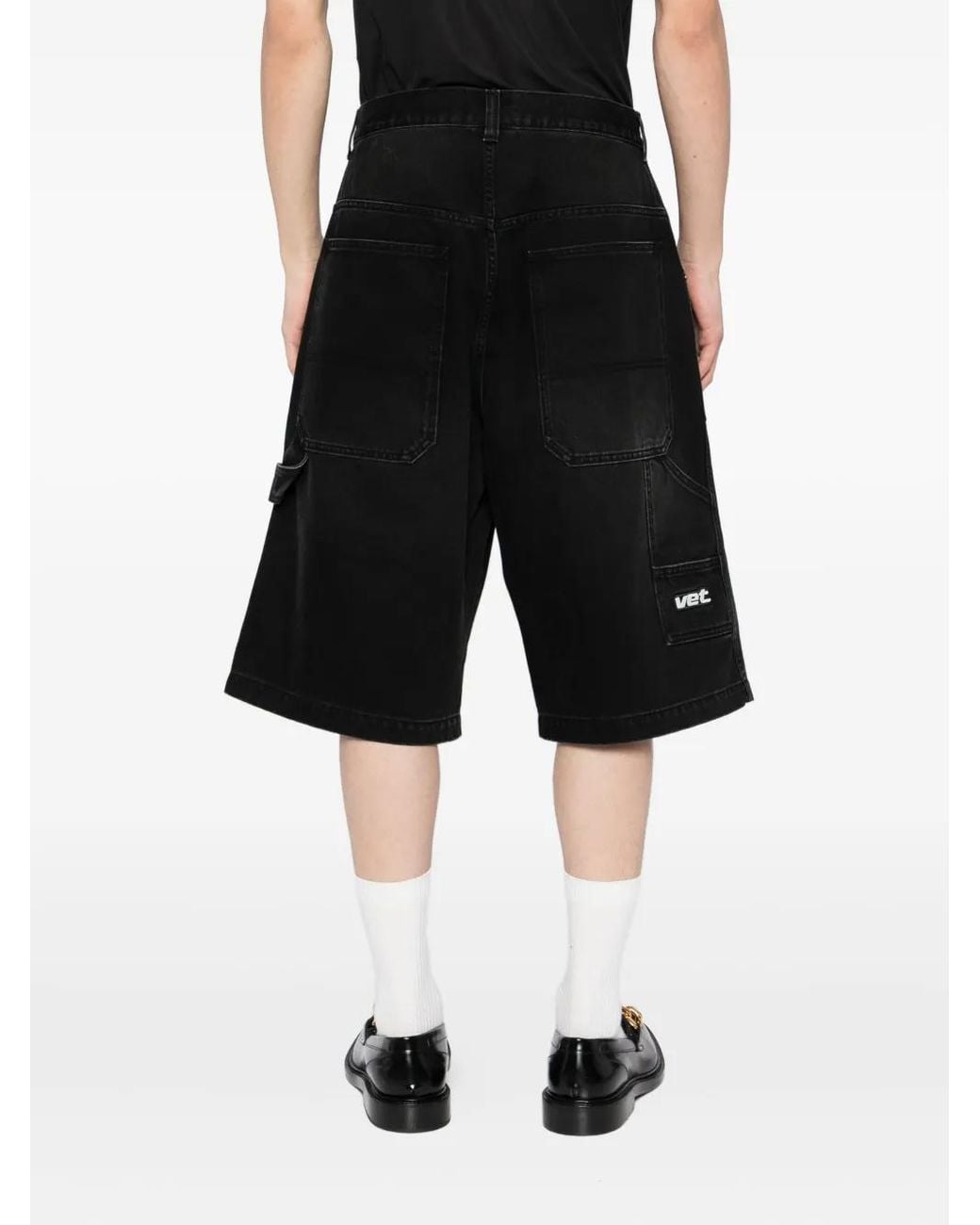 Vetements Black Ausgeblichene Jeans-Shorts