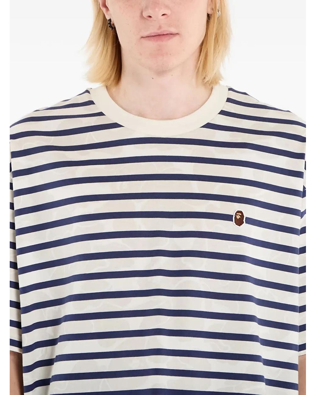 A Bathing Ape Blue Solid Camo Stripe T-Shirt for men