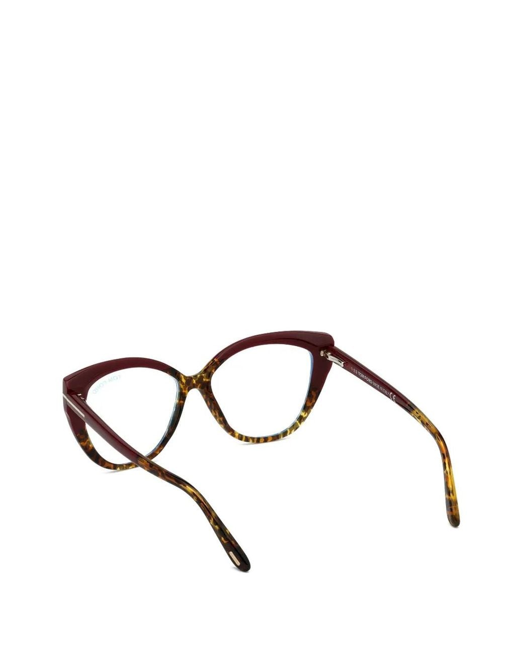 Tom Ford Red Leopard-Pattern Cat-Eye Glasses