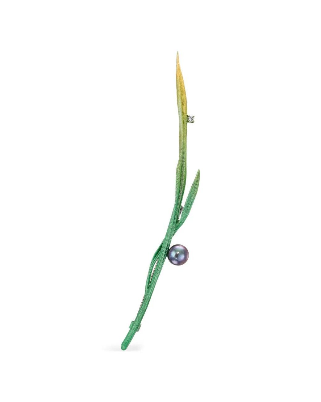 Anabela Chan Green Pearl Blades Of Grass Brooch