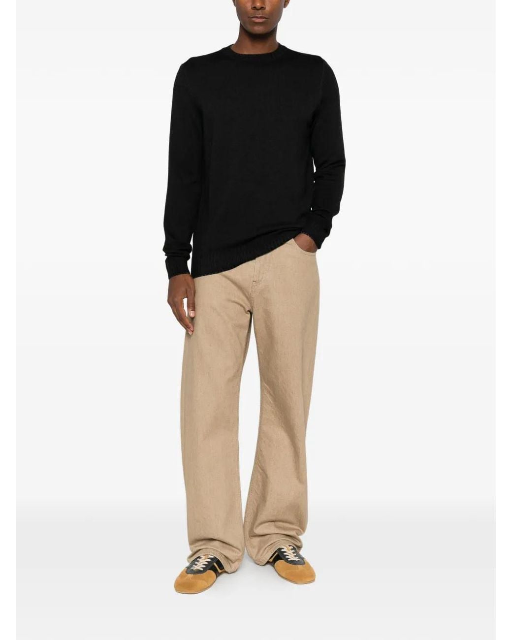 FILIPPO DE LAURENTIIS Black Crew-Neck Long-Sleeve Sweater for men
