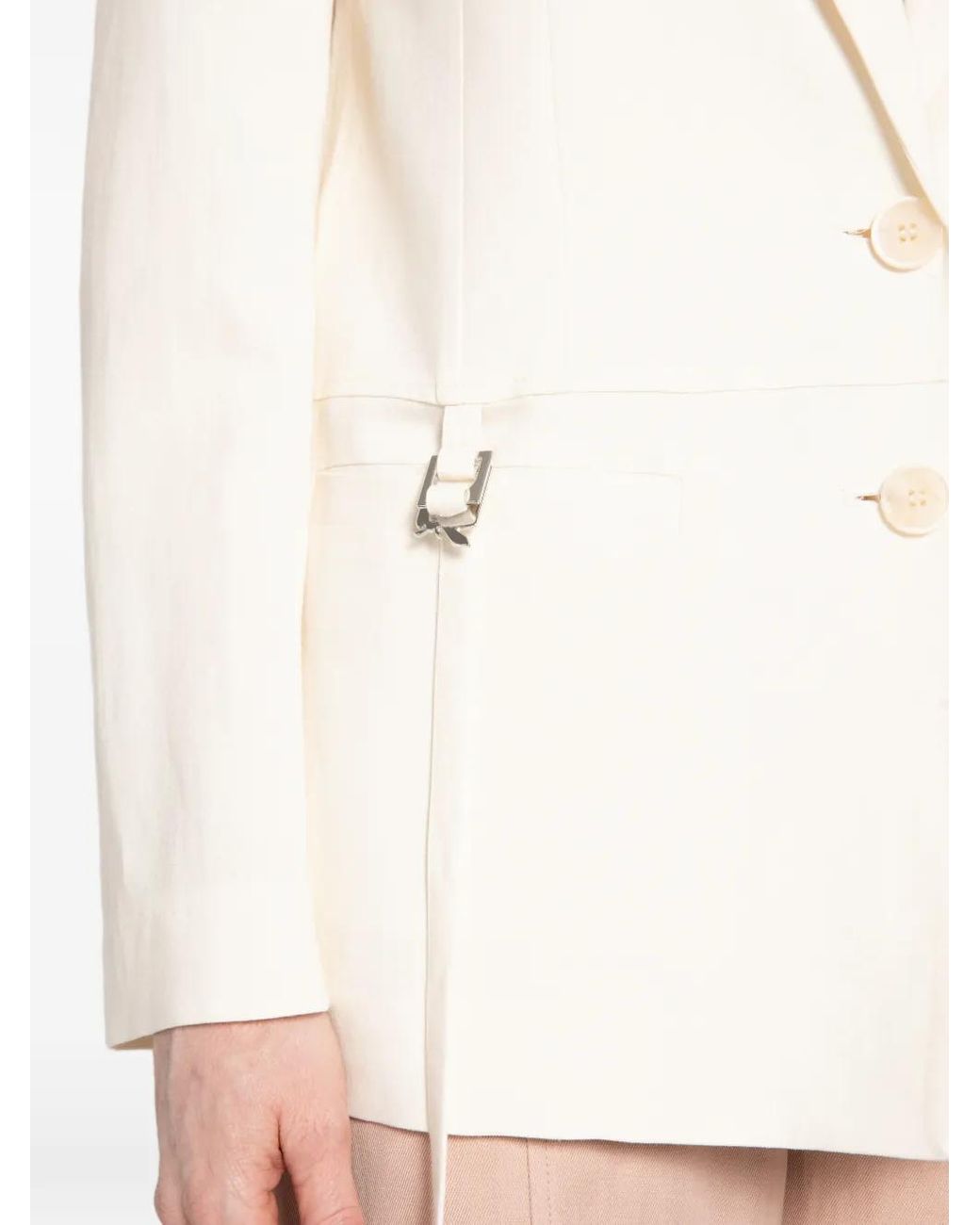 Patrizia Pepe White Tie-Embellished Single-Breasted Blazer