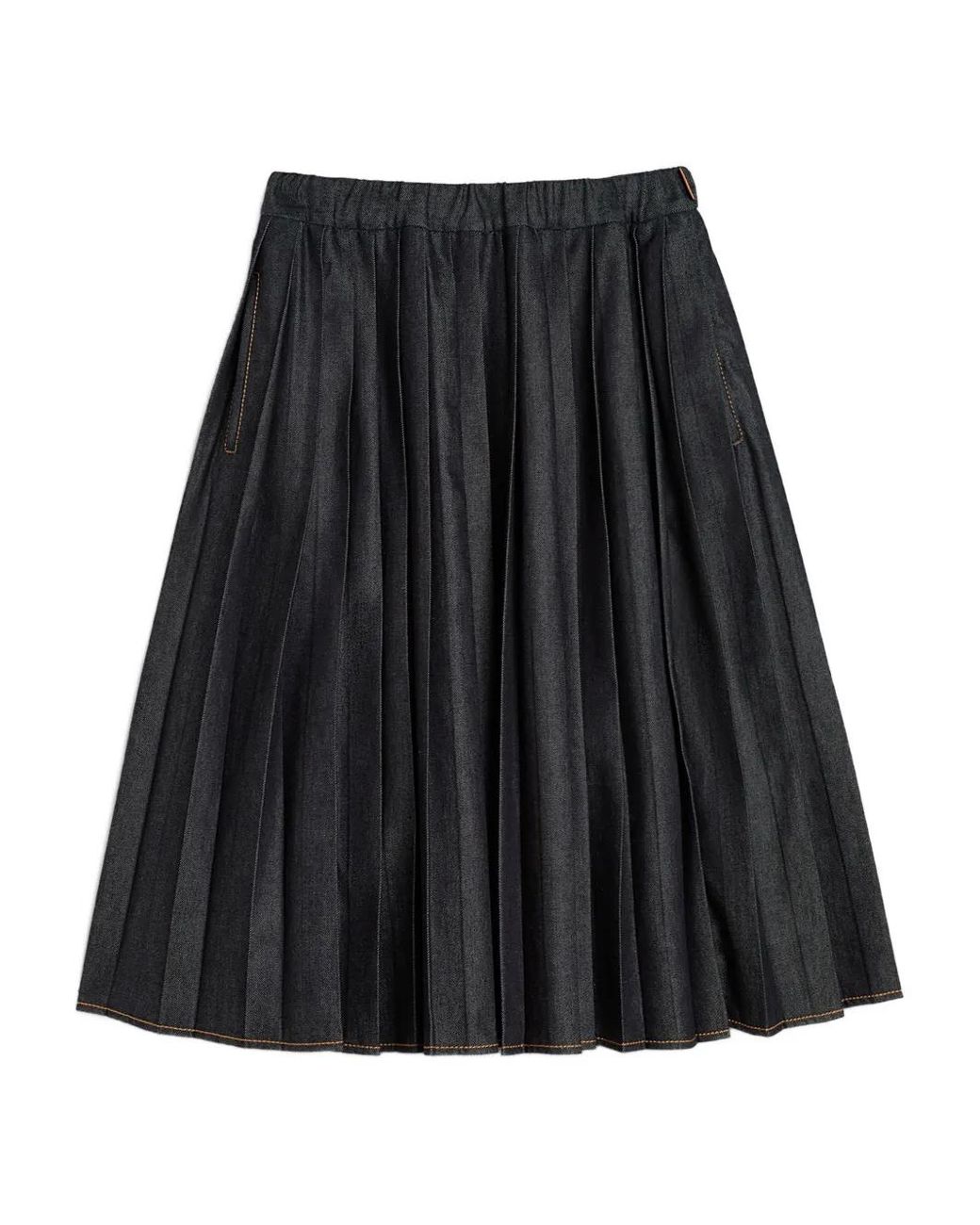 Falda Vaquera Liviana Con Pliegues Jil Sander de color Black