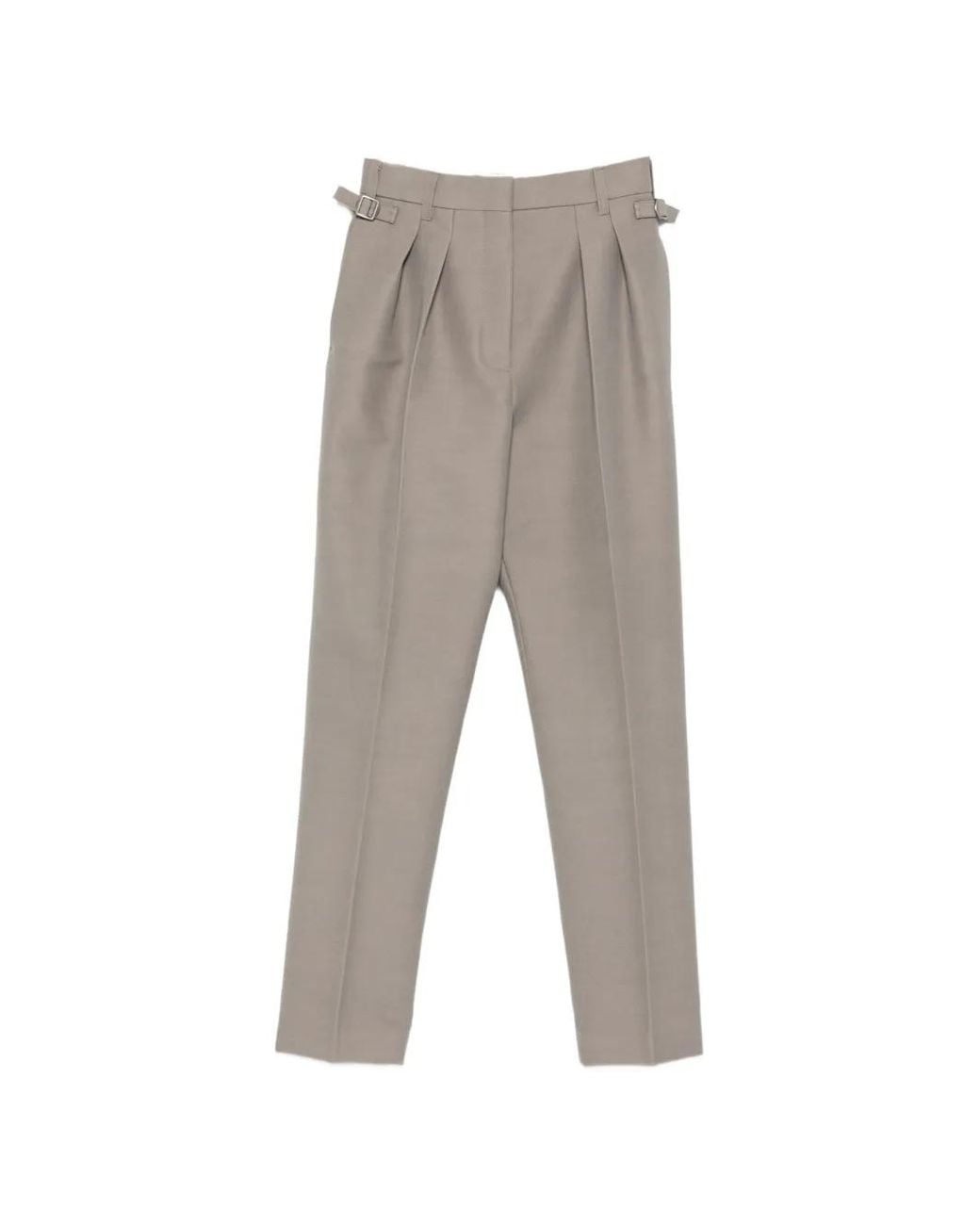 Mugler Gray Pleated Buckled-Waist Trousers
