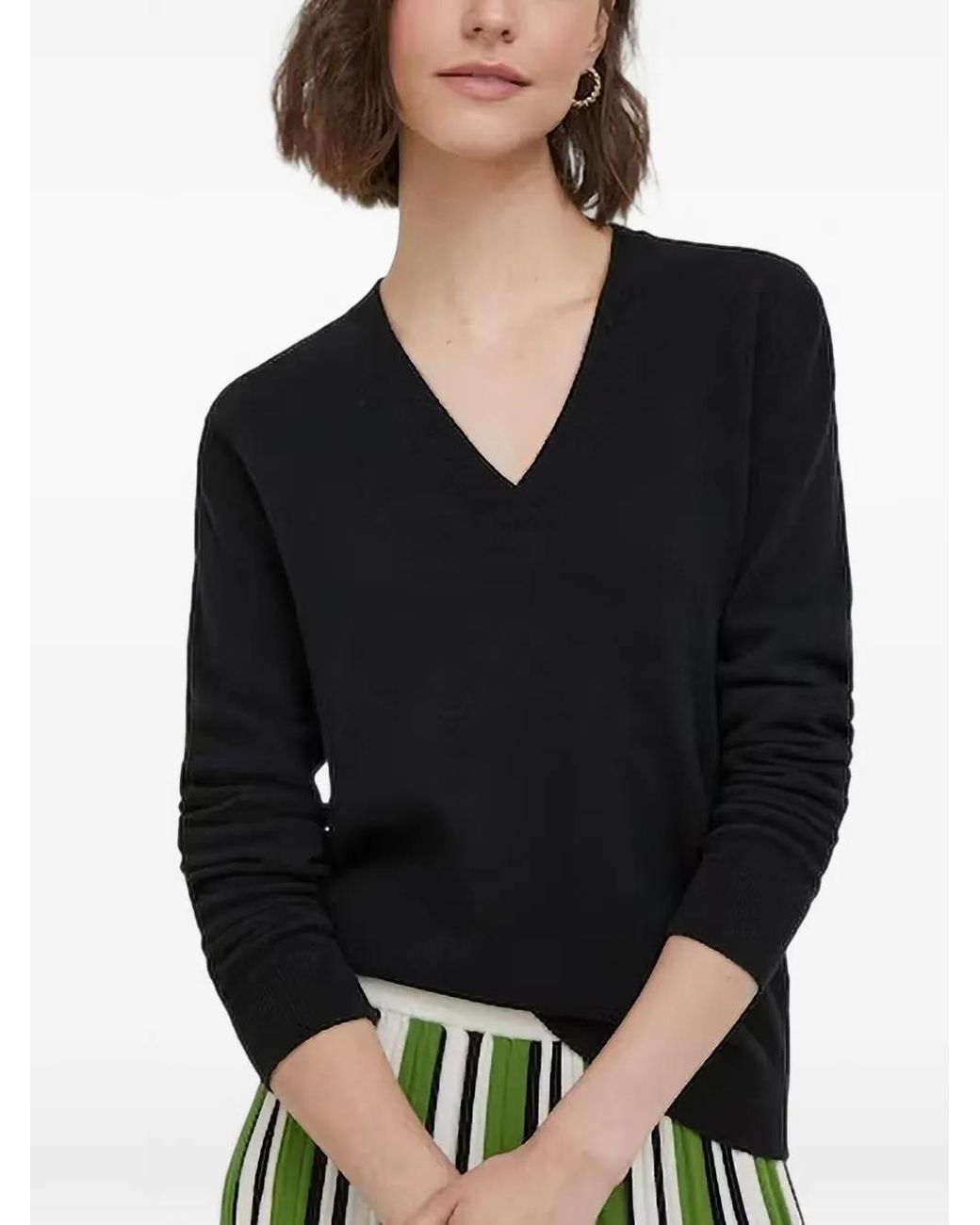 Benetton Black V-Neck Sweater