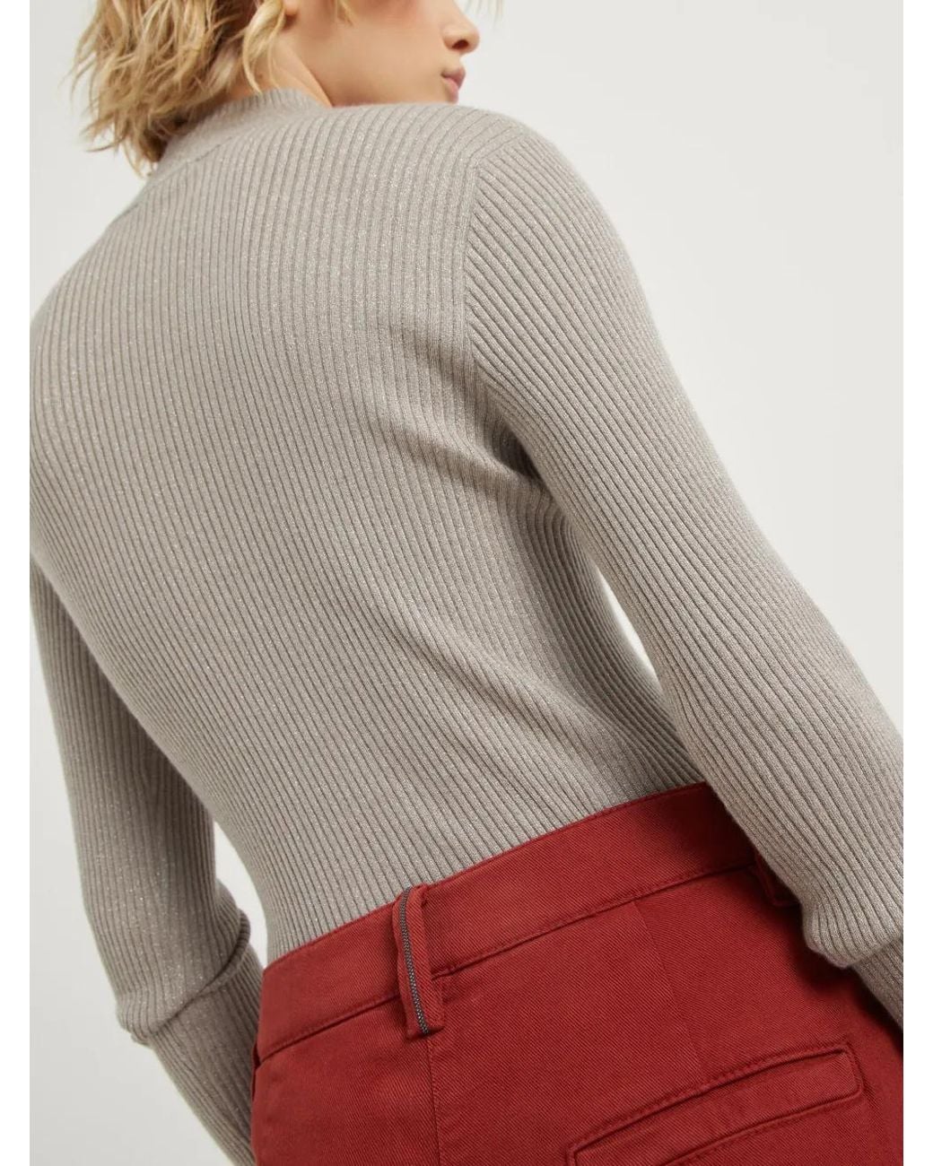 Brunello Cucinelli Red Mid-Rise Cotton Denim Straight-Leg Pants