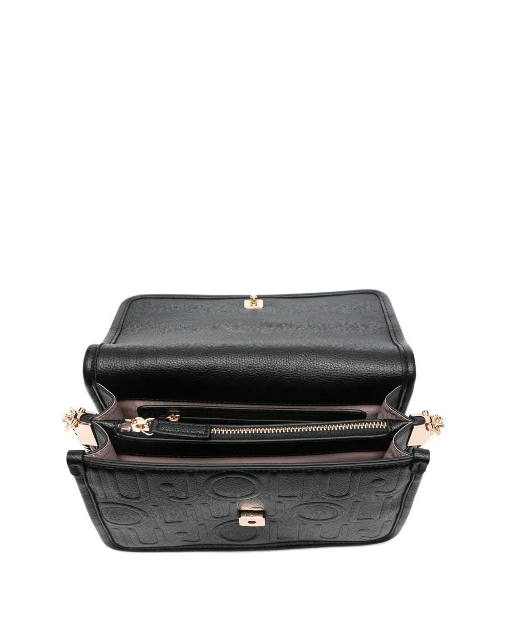 Liu Jo Black Logo-Plaque Embossed Shoulder Bag