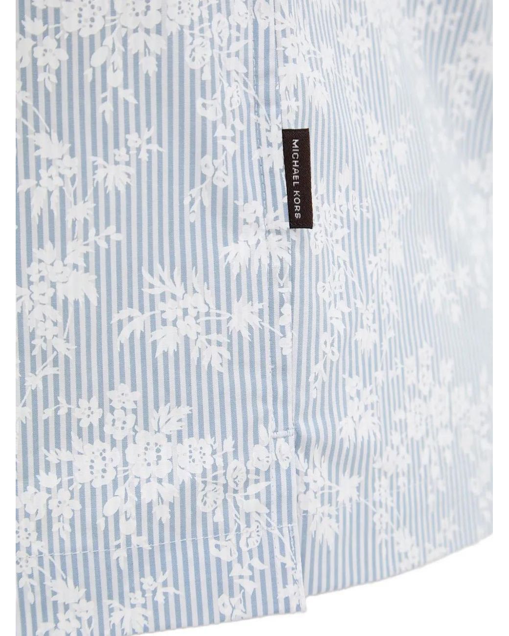 Michael Kors White Chemise En Coton Stretch À Fleurs Imprimées Et Manches Courtes for men