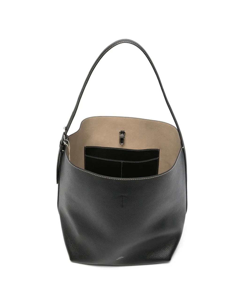 Totême Black Medium Belted Grained-Leather Tote