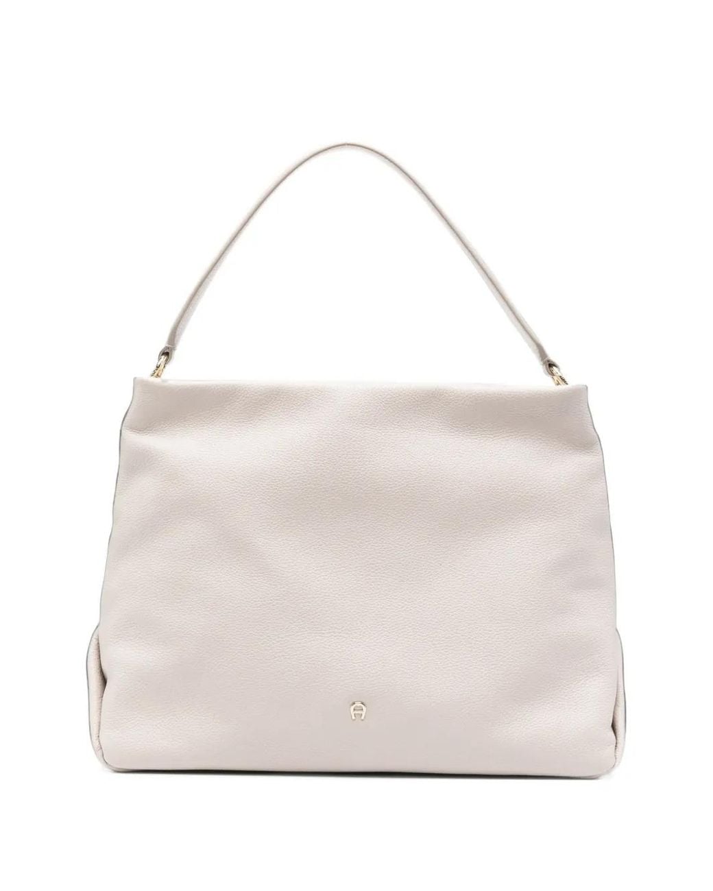 Aigner Natural Paola Grained Leather Shoulder Bag