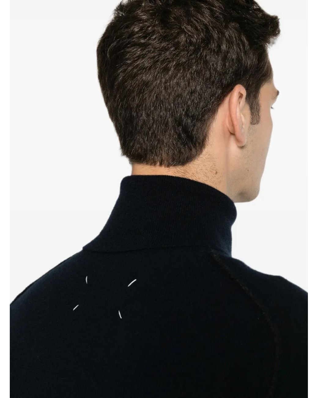 Maison Margiela Black Raw-Edge Mock-Neck Sweater for men