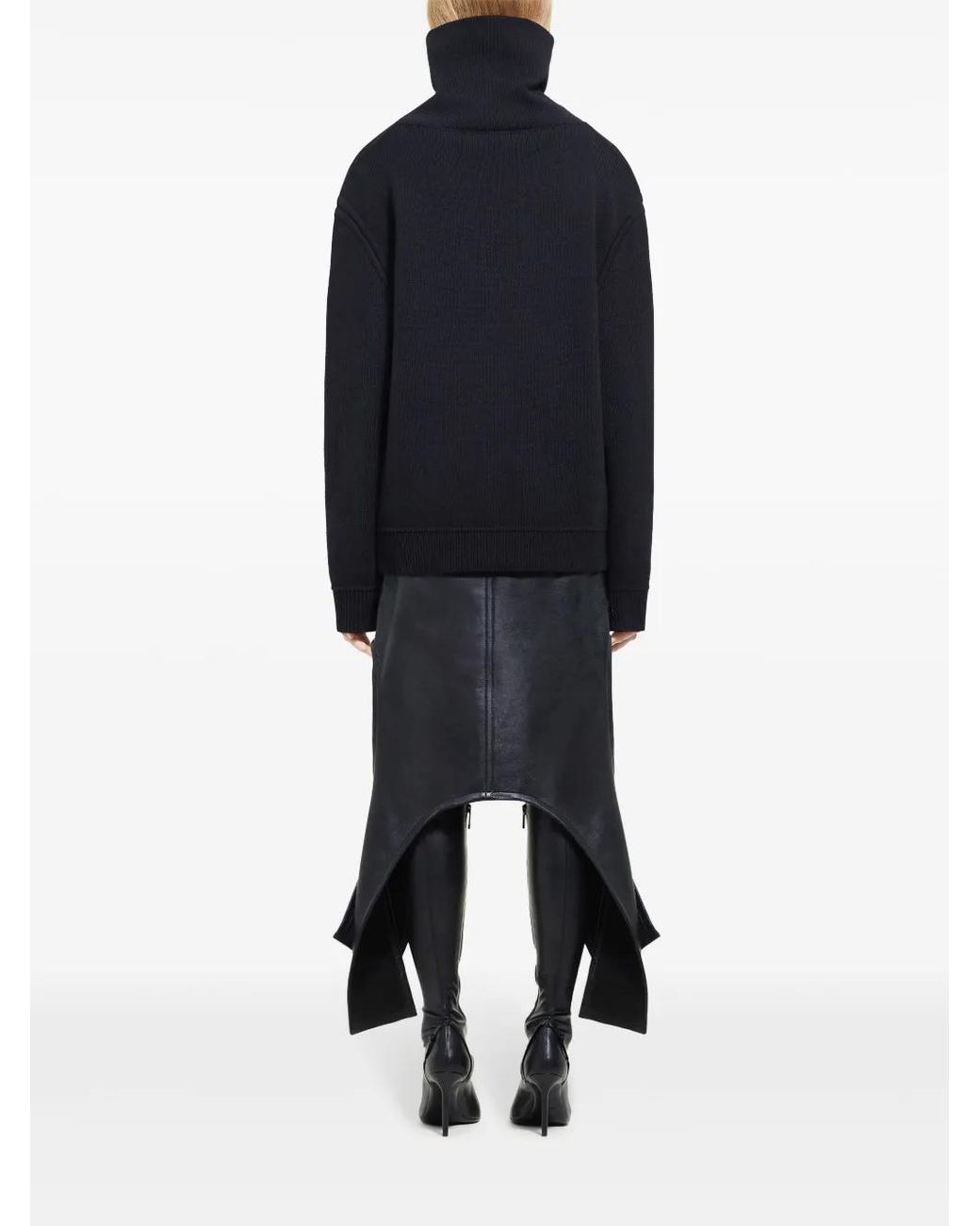 Courreges Blue Oversized Mock-Neck Sweater