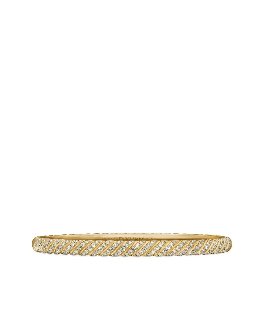 David Yurman Metallic 18Kt Sculpted Cable Bangle Diamond Bracelet (4.6Mm)