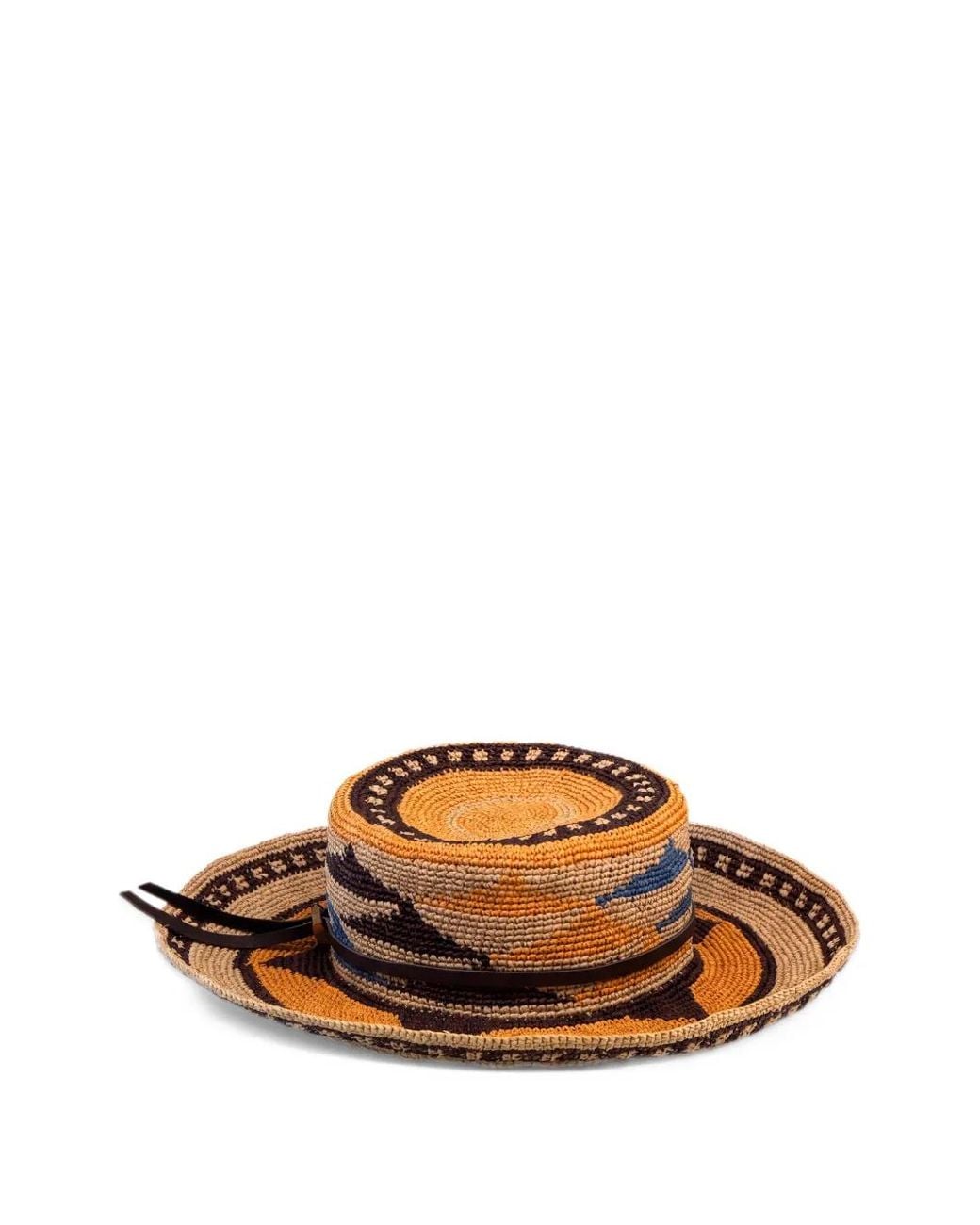 Sensi Studio Brown Geometric-Pattern Sun Hat